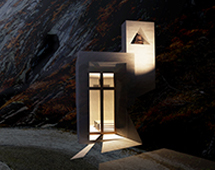 Wayside-Chapel at Devil`s Bridge in Alps
