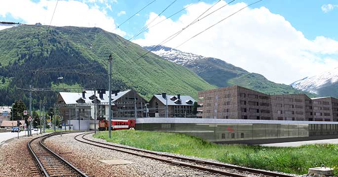 Residential building and railway station "Bahnhof Andermatt".