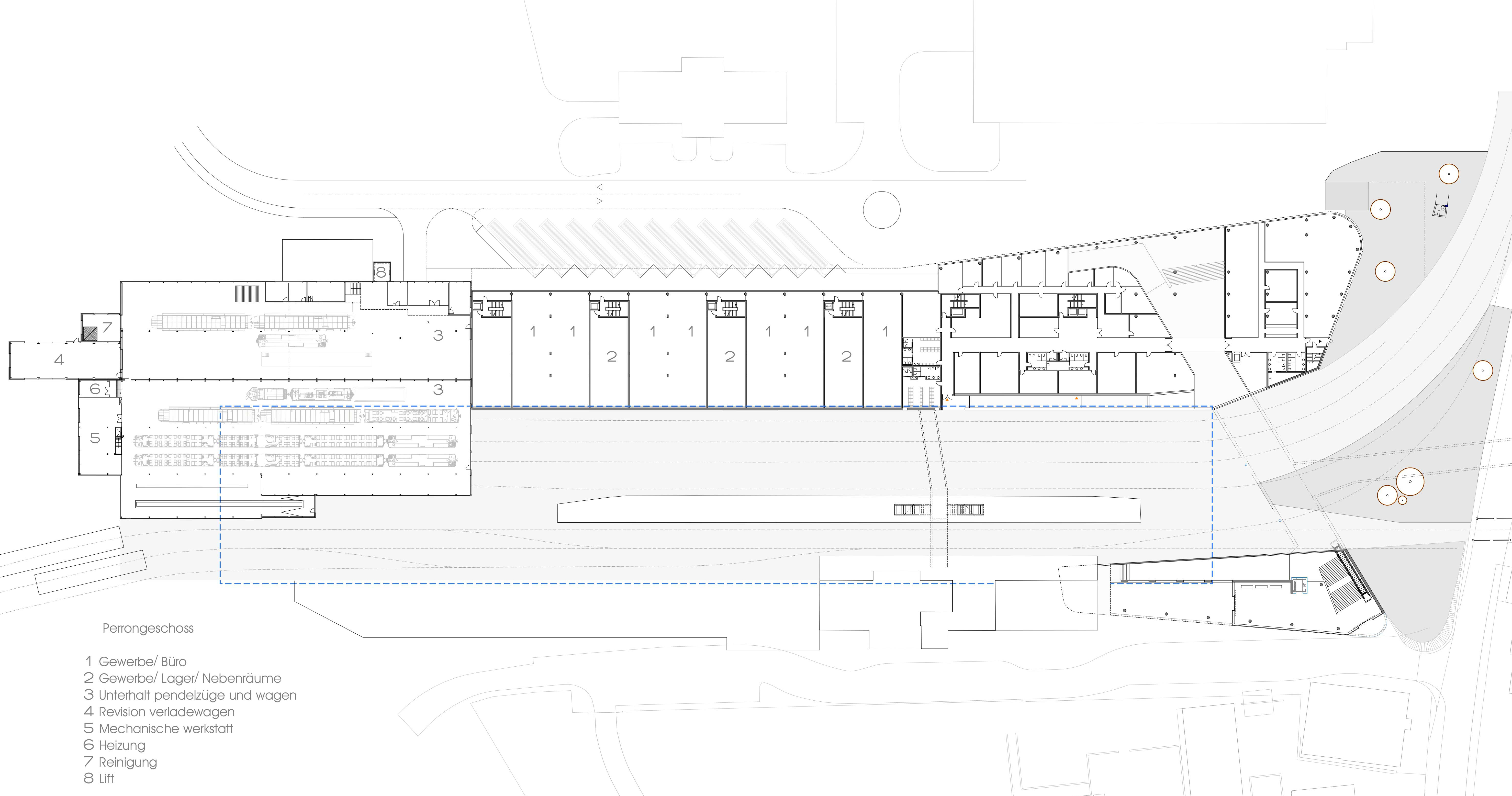 Residential building and railway station "Bahnhof Andermatt". alternate view