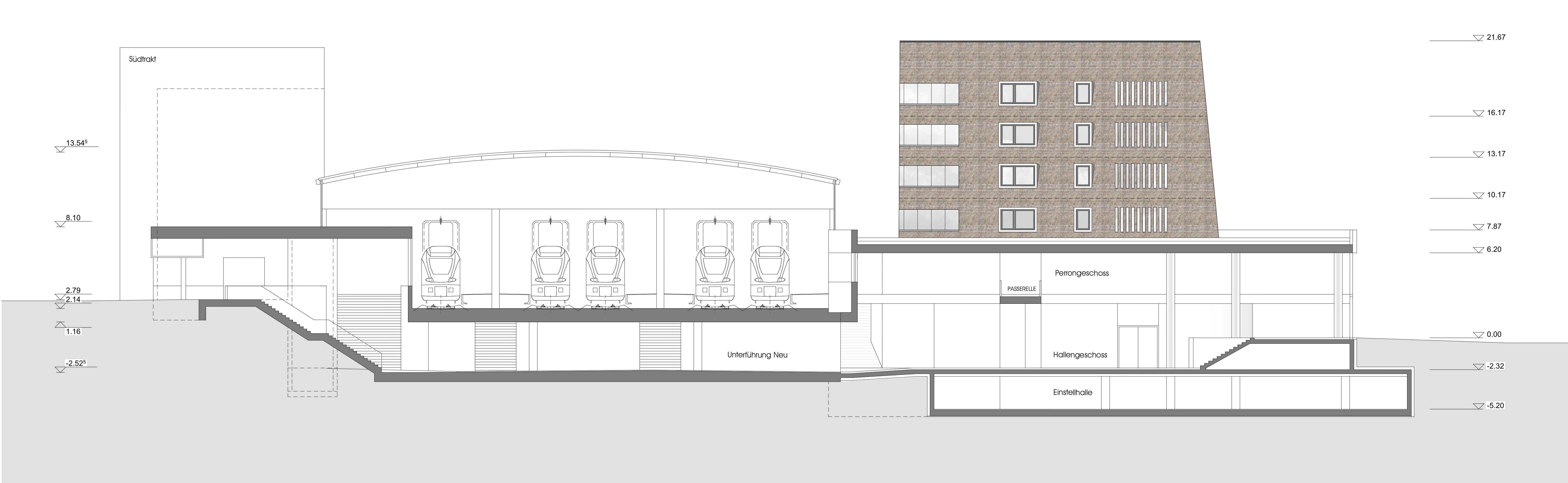 Residential building and railway station "Bahnhof Andermatt". alternate view
