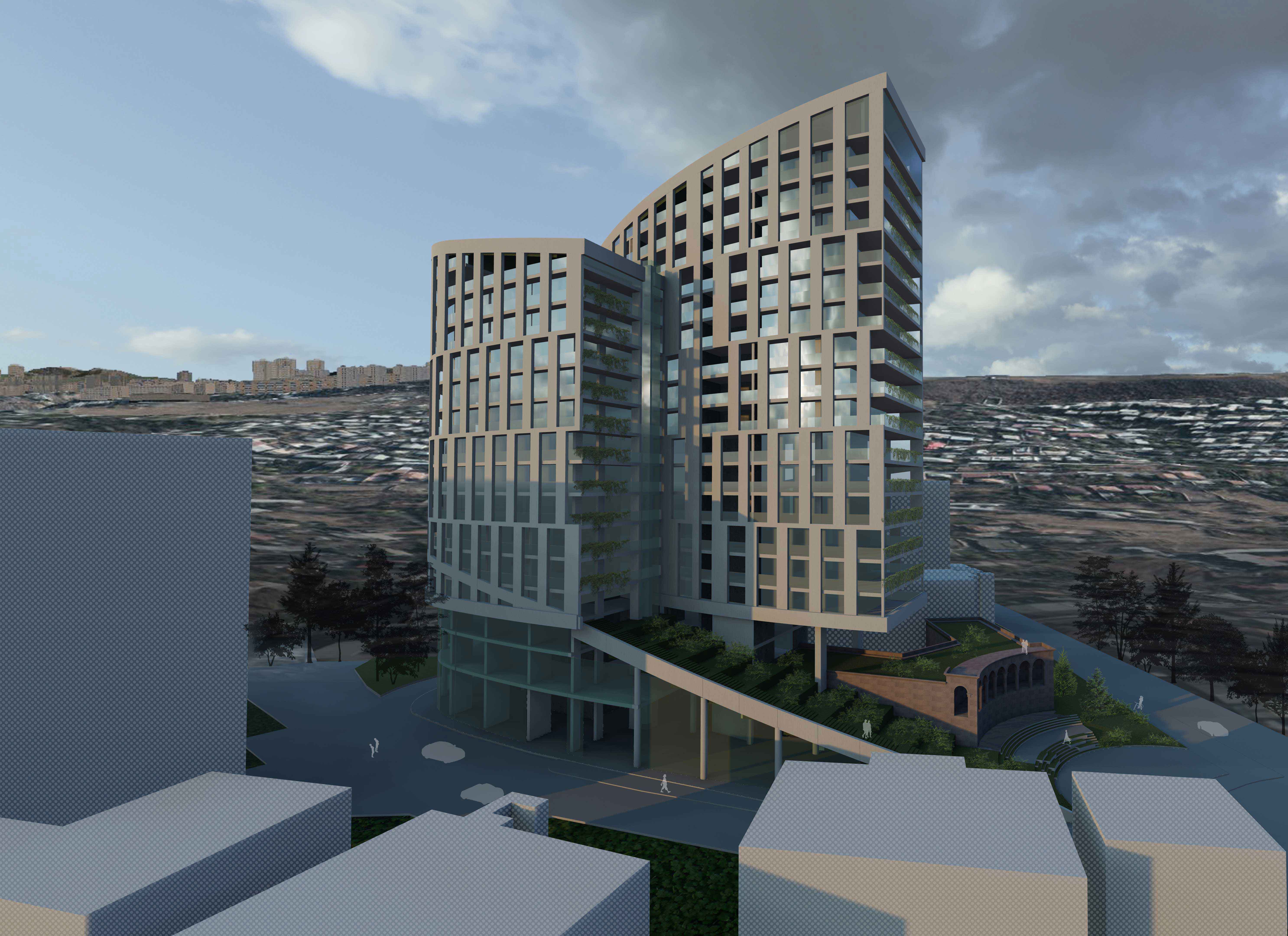 Residential and commercial building "Nork Tower" in the district Nork-Marash in Yerevan alternate view